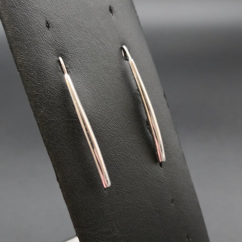 Sterling Silver Bright Bar Curved Dangle Earrings A6919 - Picture 2 of 6